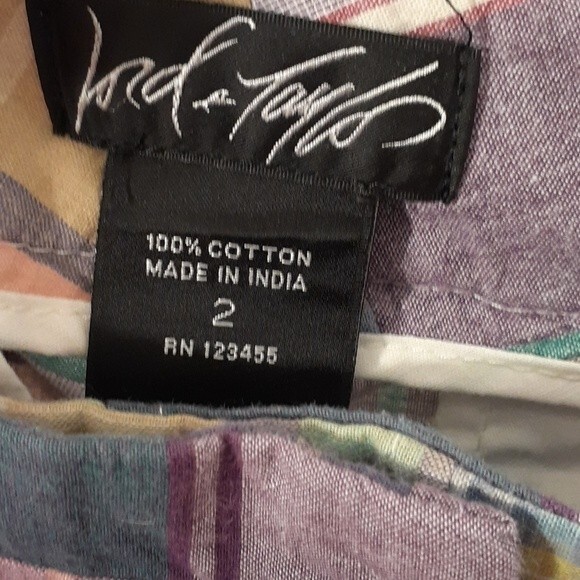 Lord & Taylor Madras plaid shorts xs 2 & loft top shirt blouse s p sp soft girl - Picture 8 of 10